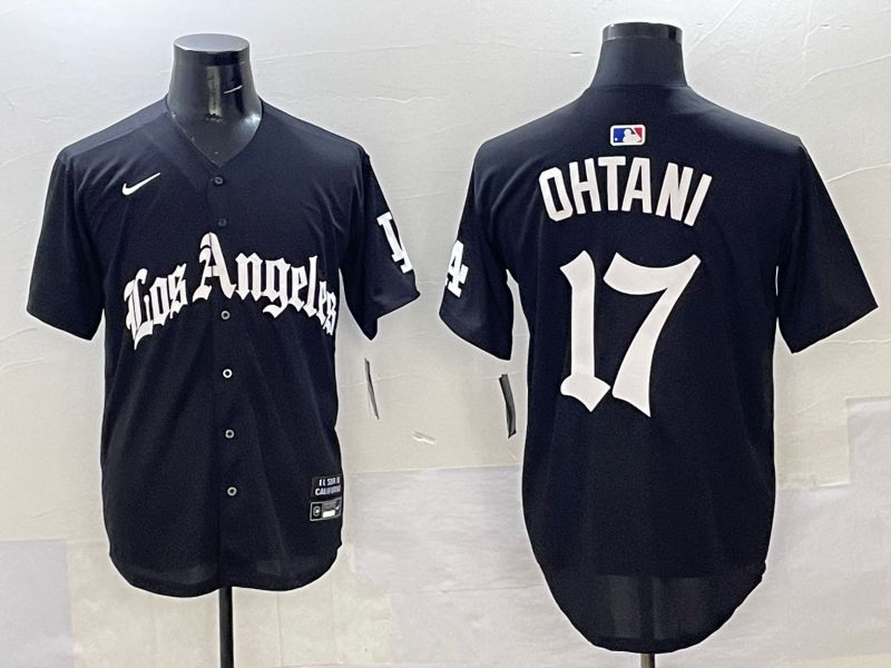 Men Los Angeles Dodgers #17 Ohtani Black Five generations Joint Name 2025 Nike MLB Jersey style 31